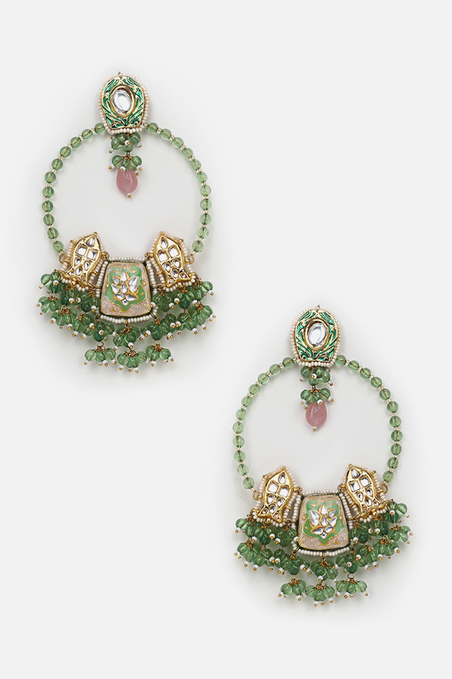 Kundan & Natural Stone Hoops 