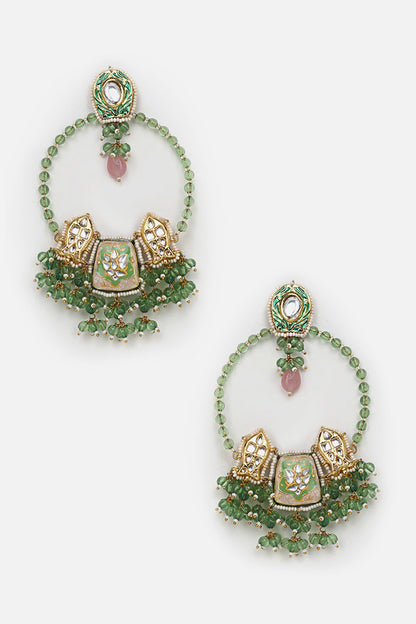 Kundan & Natural Stone Hoops 