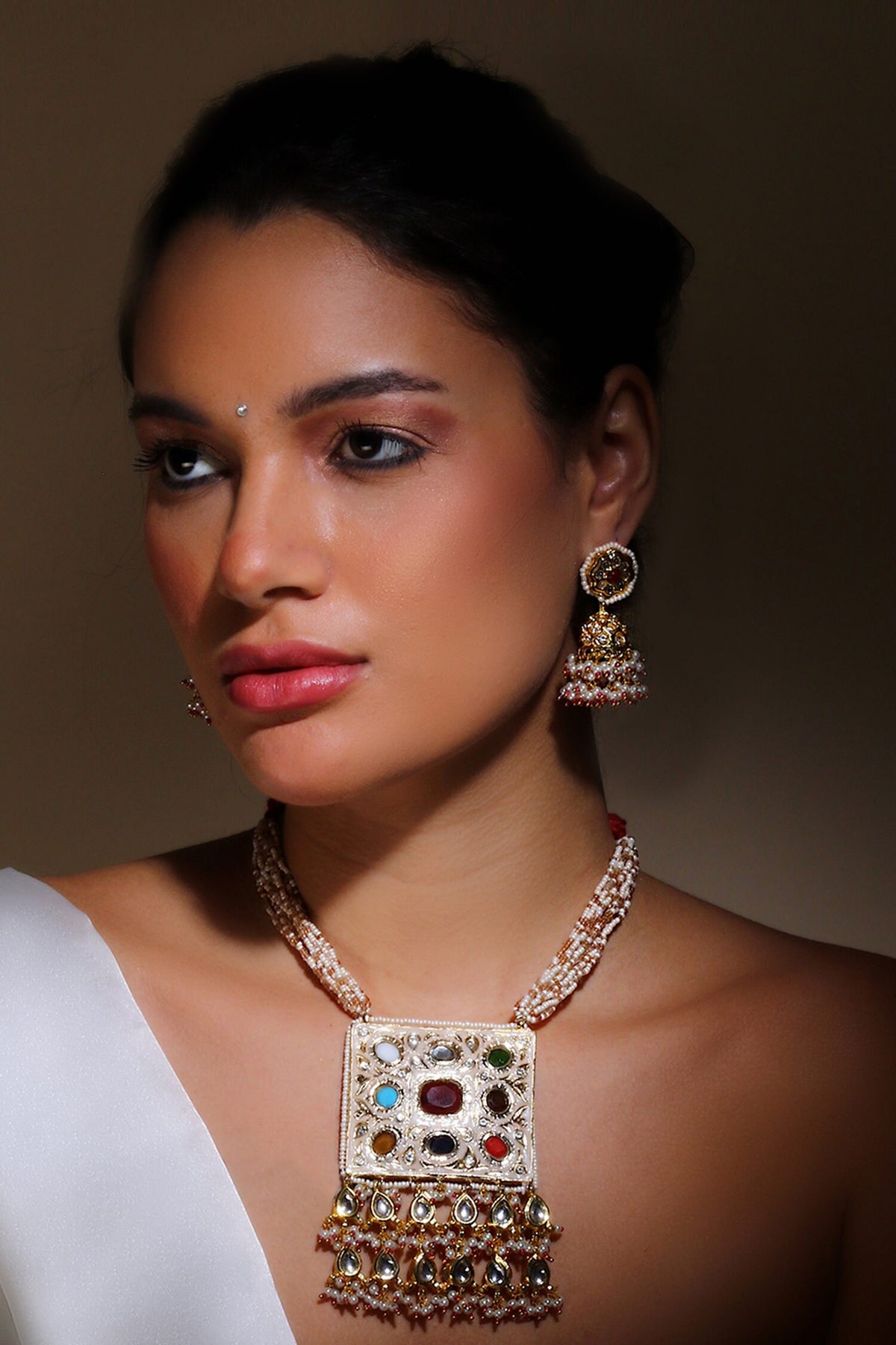 Kundan & American Diamond Embellished Jhumkas 