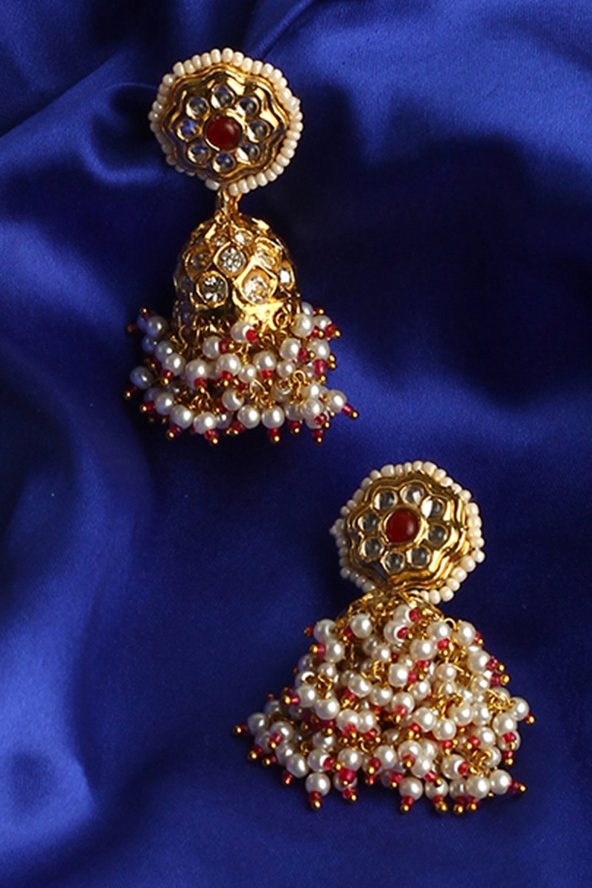 Kundan & American Diamond Embellished Jhumkas 