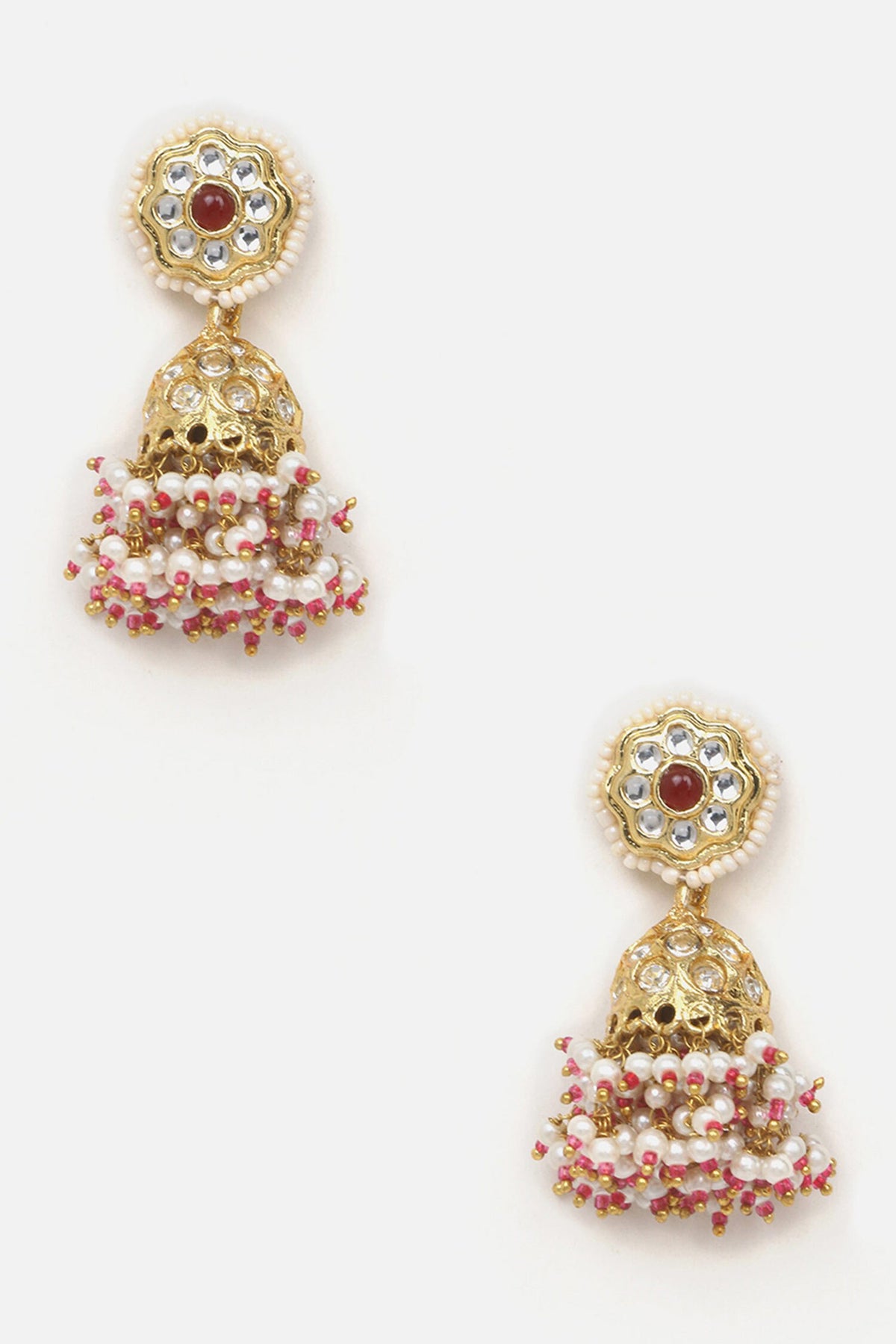 Kundan & American Diamond Embellished Jhumkas 