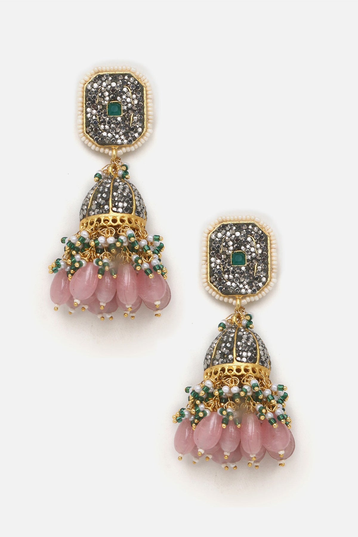 American Diamond & Kundan Embellished Jhumkas 