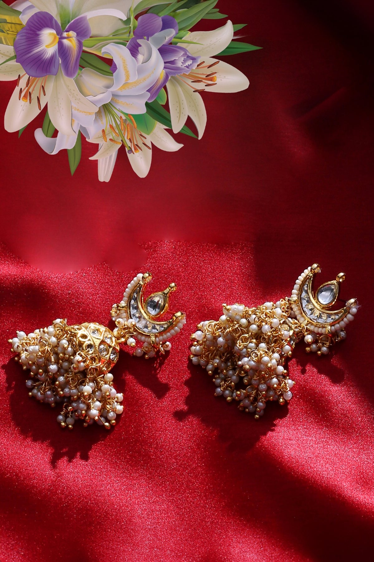 American Diamond & Natural Stone Embellished Jhumkas 