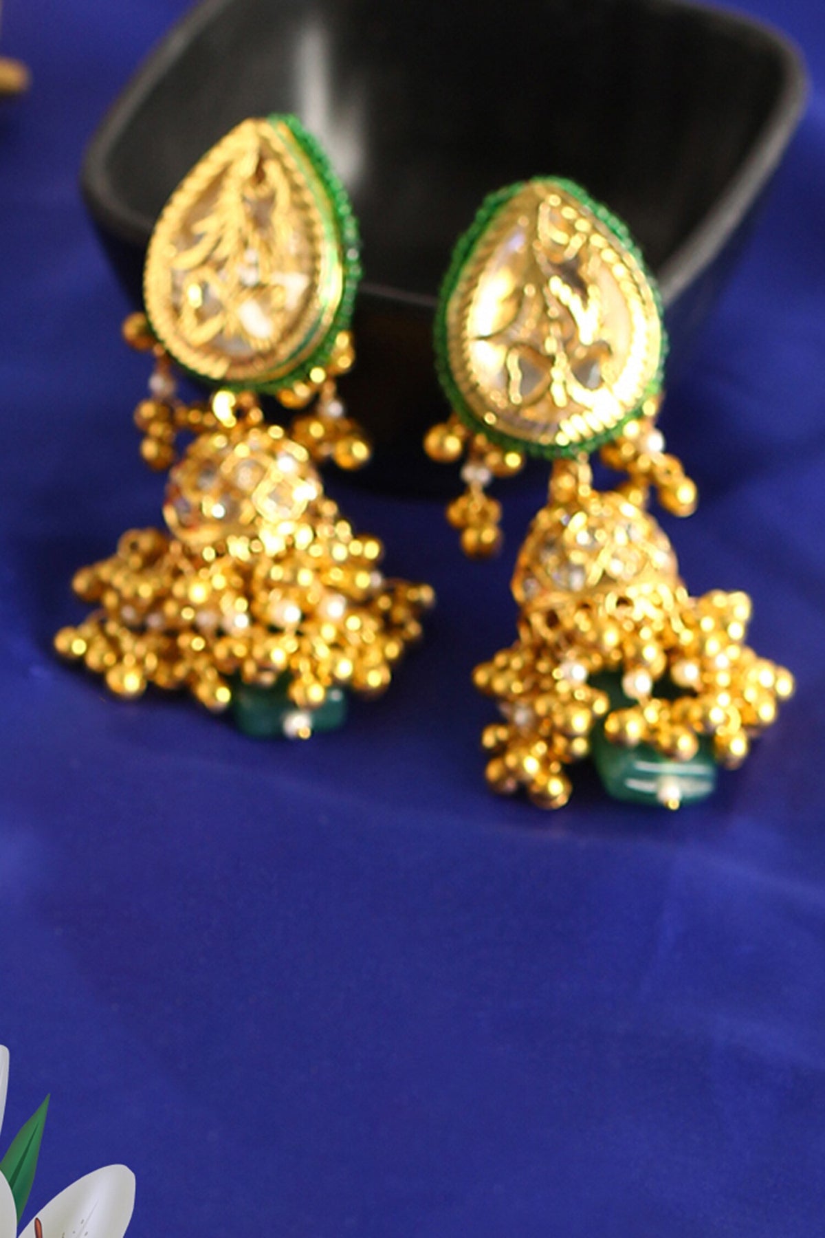 Natural Stone Embellished Jhumkas 