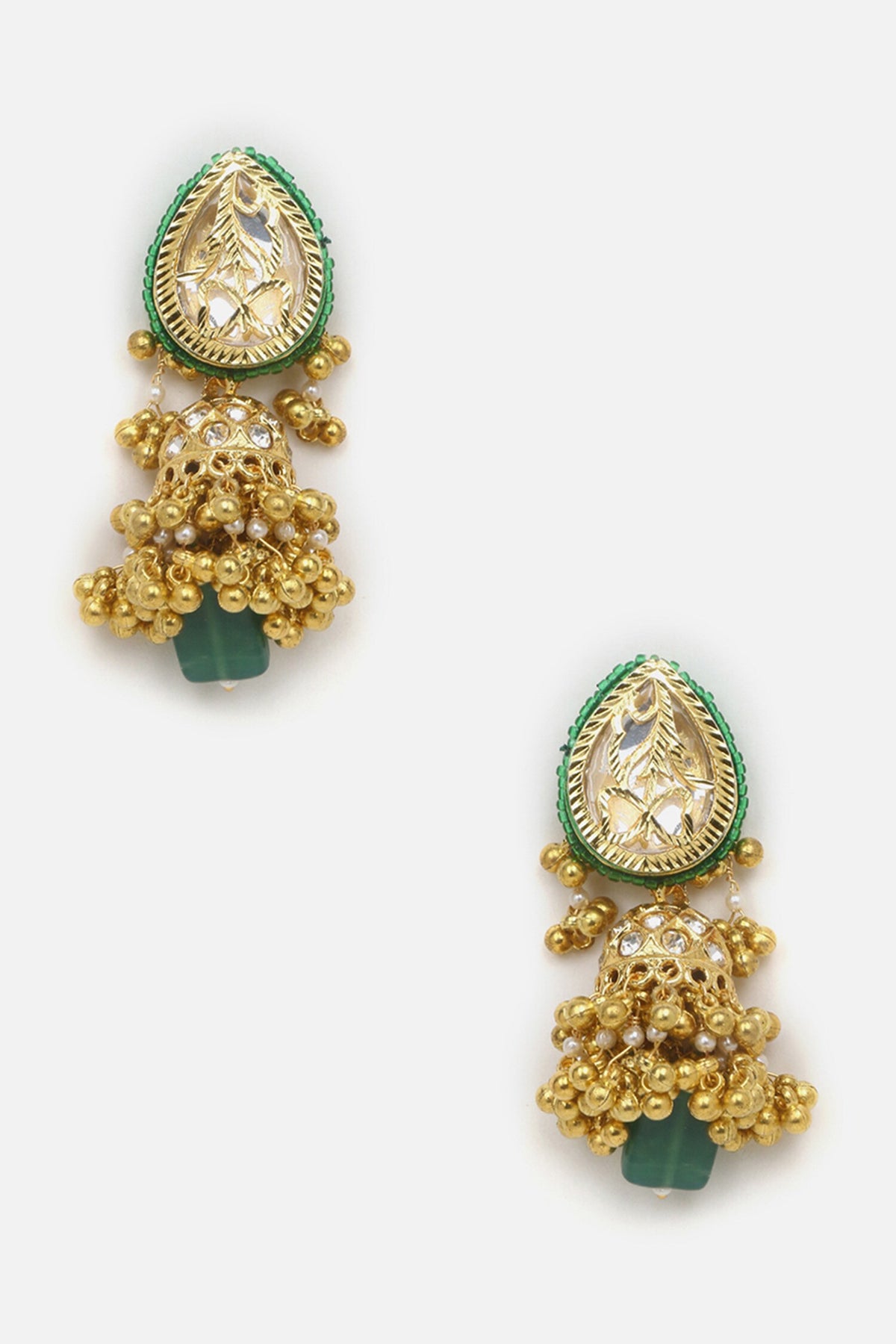 Natural Stone Embellished Jhumkas 