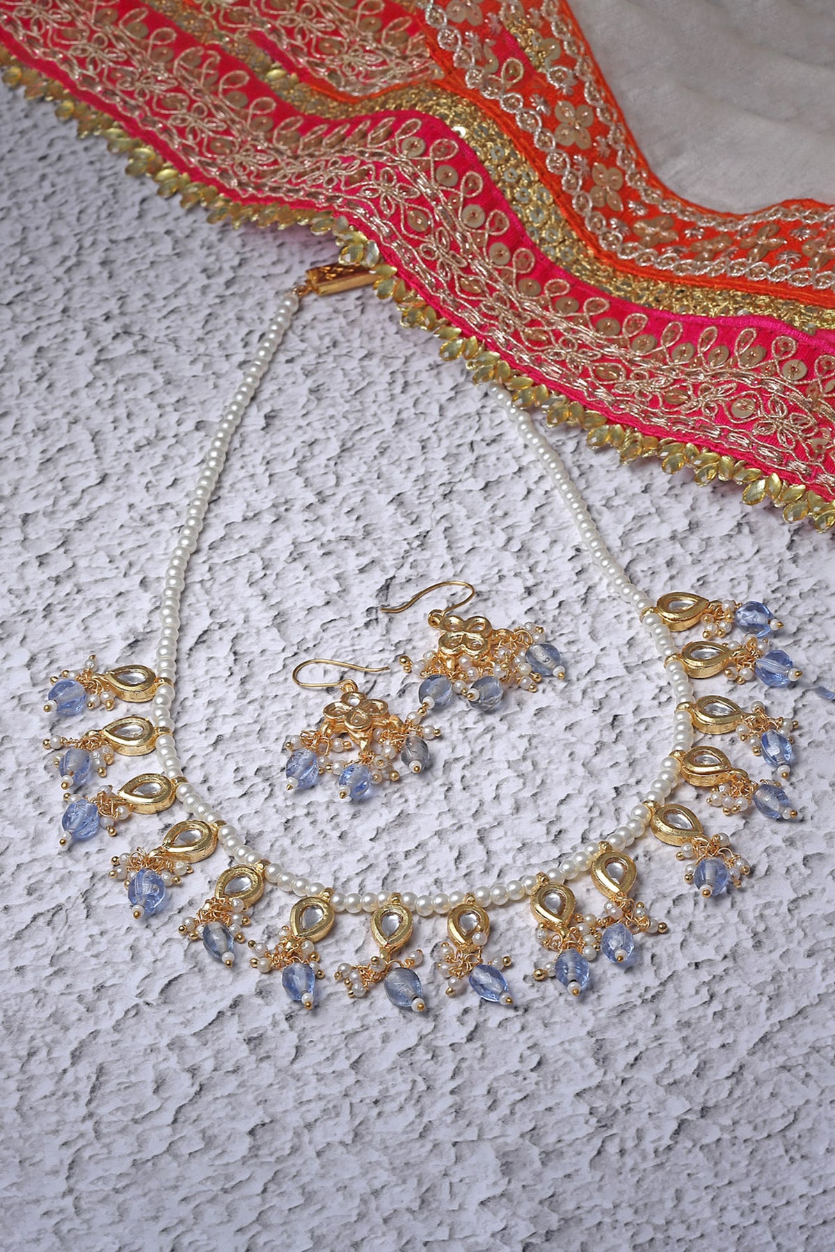 Kundan Embellished Necklace Set 