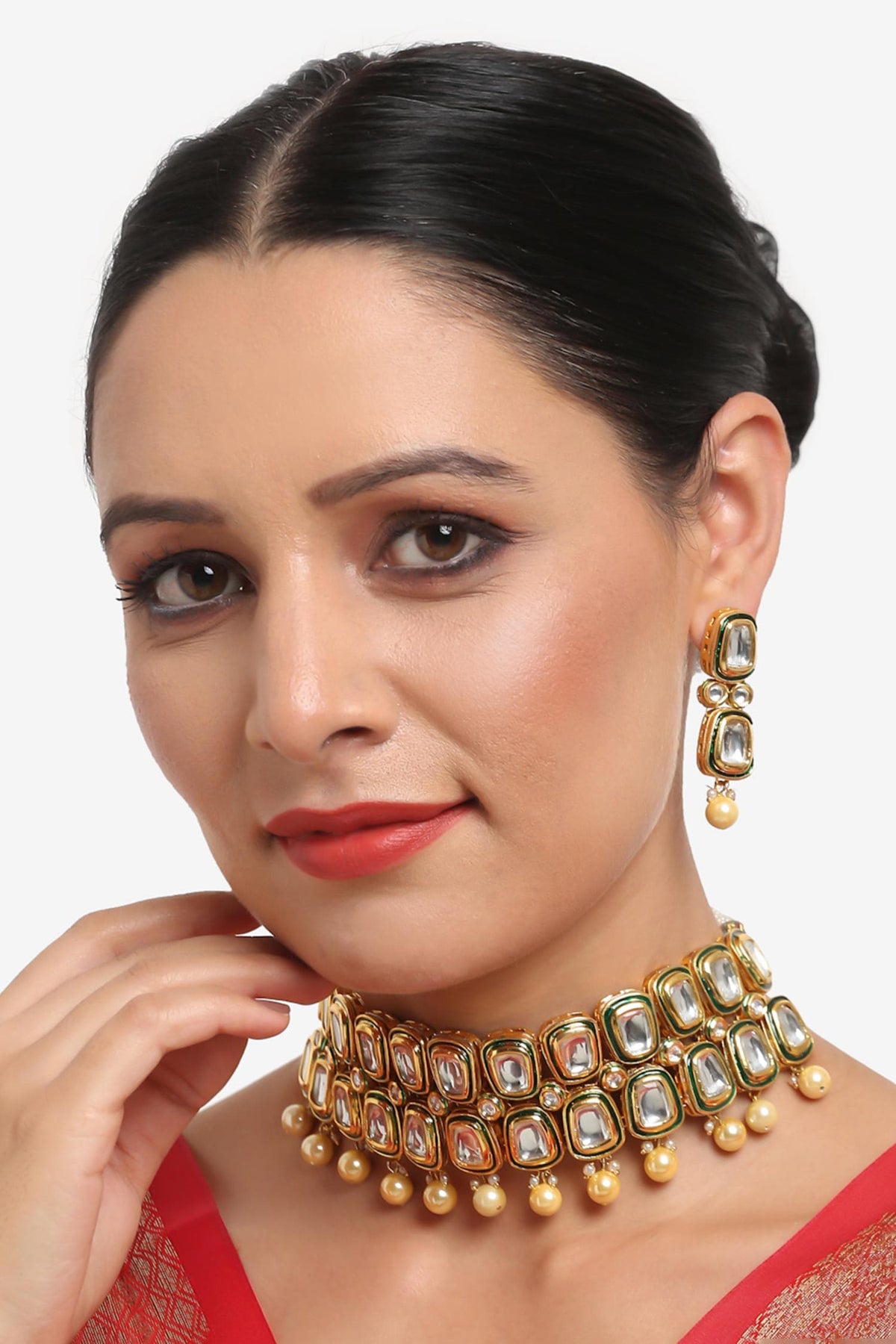 Kundan Hand Work Choker Necklace Set 