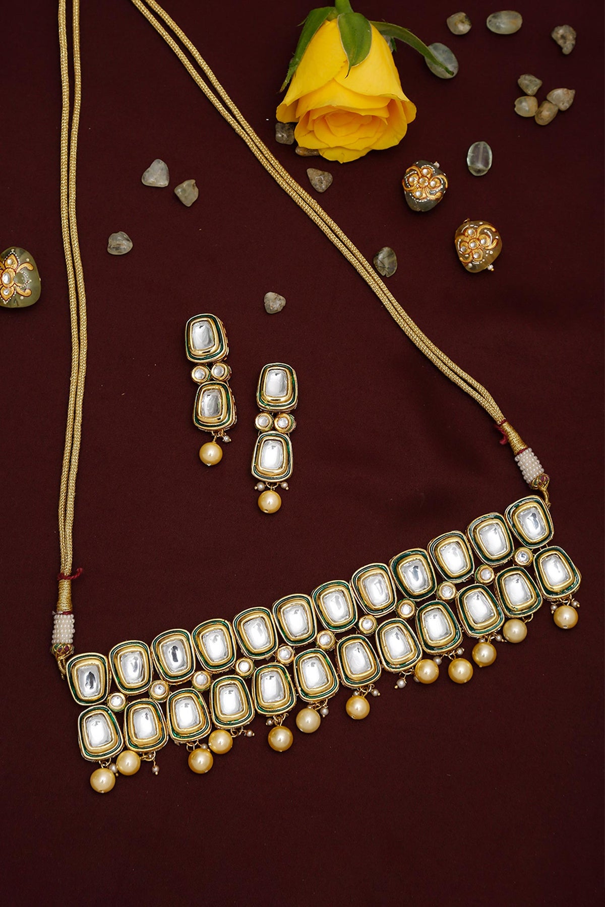 Kundan Hand Work Choker Necklace Set 