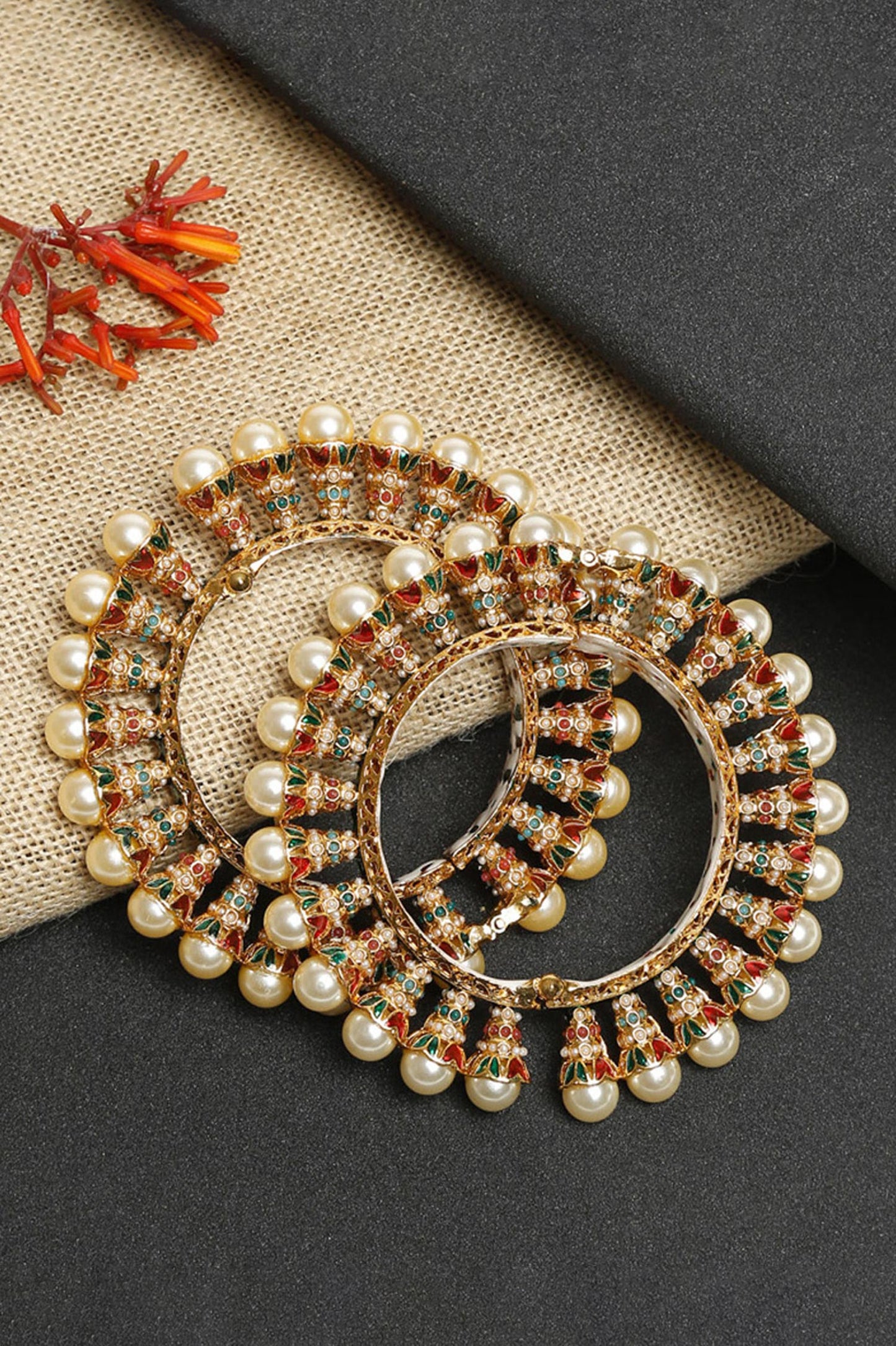 Stone Embellished Bangles- Set of 2 