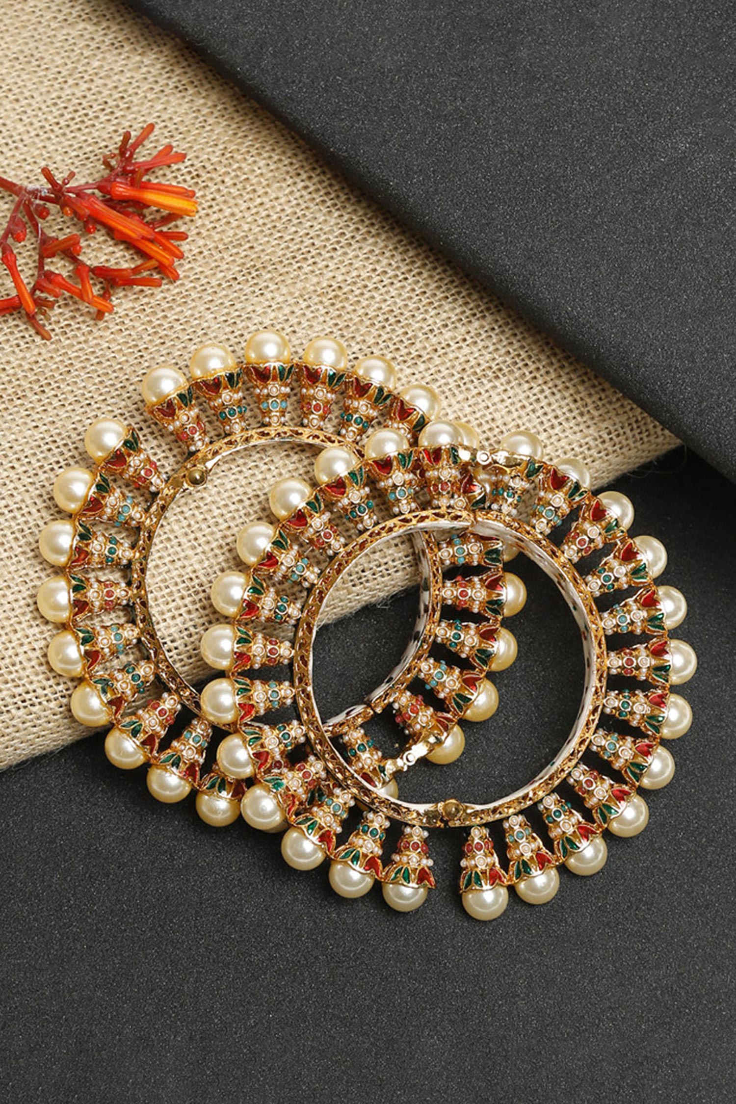 Stone Embellished Bangles- Set of 2 