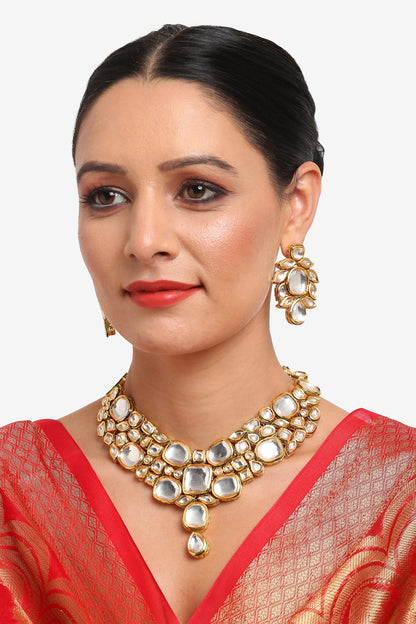 Kundan Cluster Necklace Set 