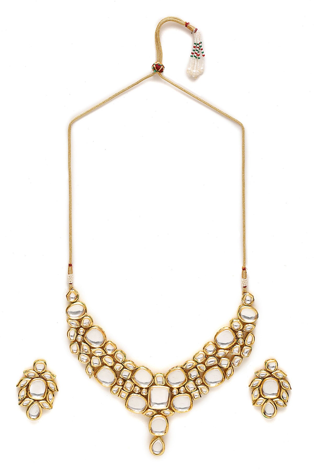 Kundan Cluster Necklace Set 