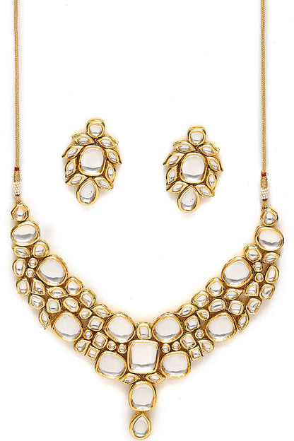Kundan Cluster Necklace Set 
