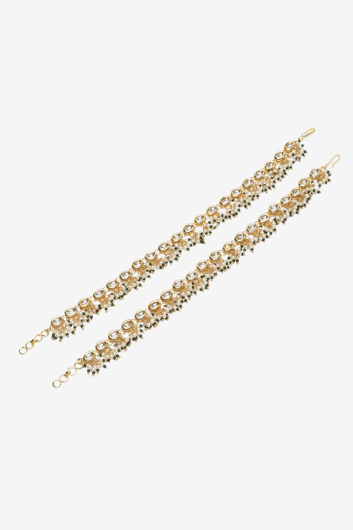 Kundan Pearl Tasselled Payals- Set of 2 