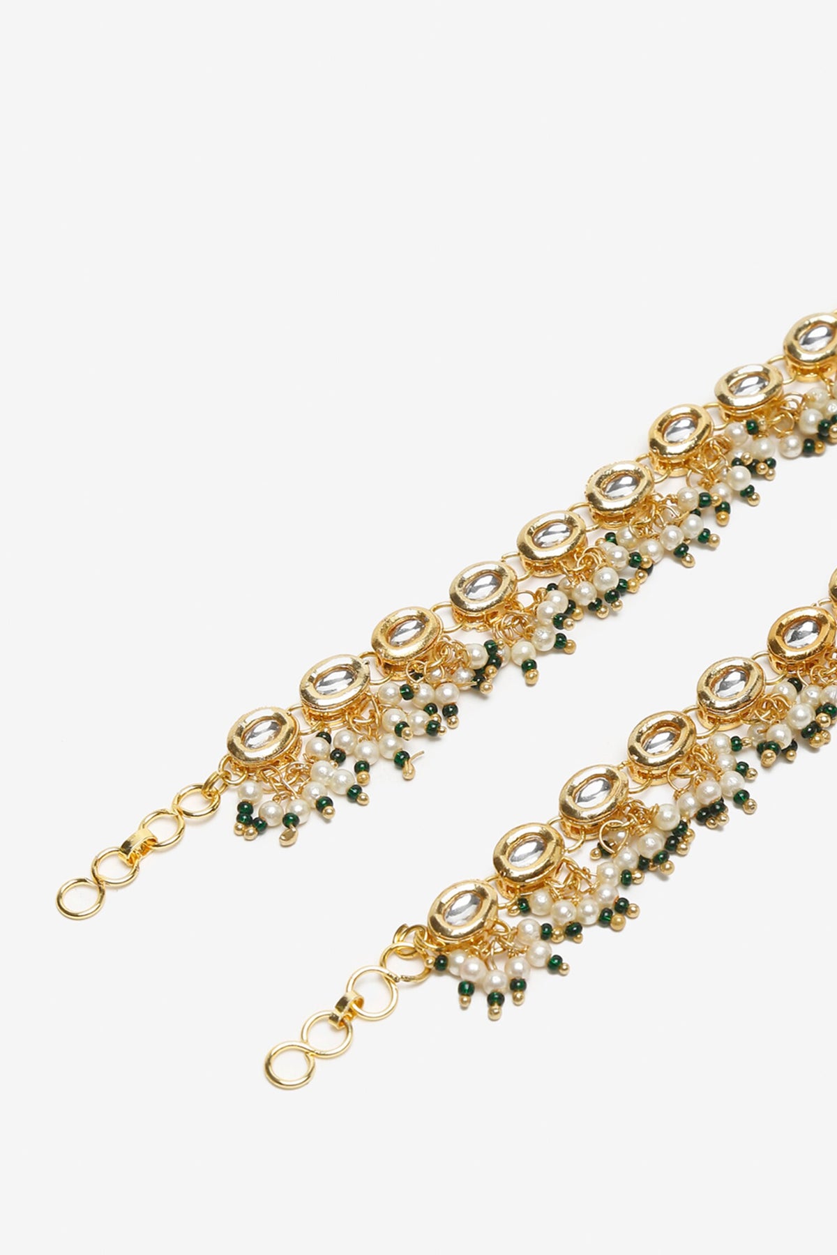 Kundan Pearl Tasselled Payals- Set of 2 