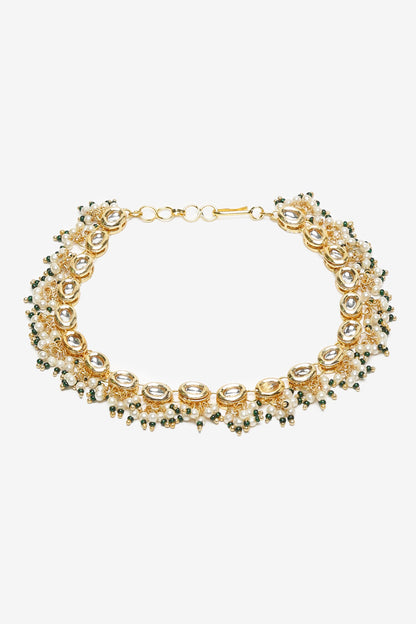 Kundan Pearl Tasselled Payals- Set of 2 