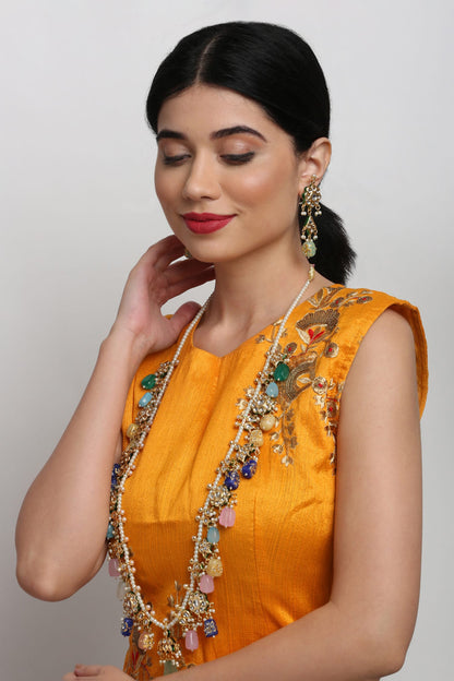 Kundan Embellished Long Necklace Set 