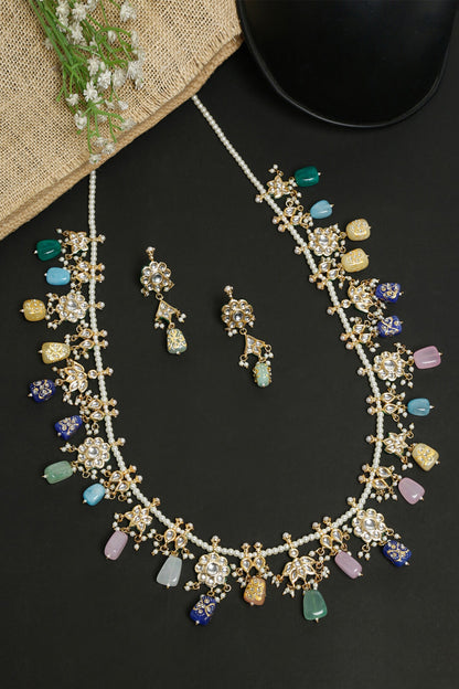 Kundan Embellished Long Necklace Set 