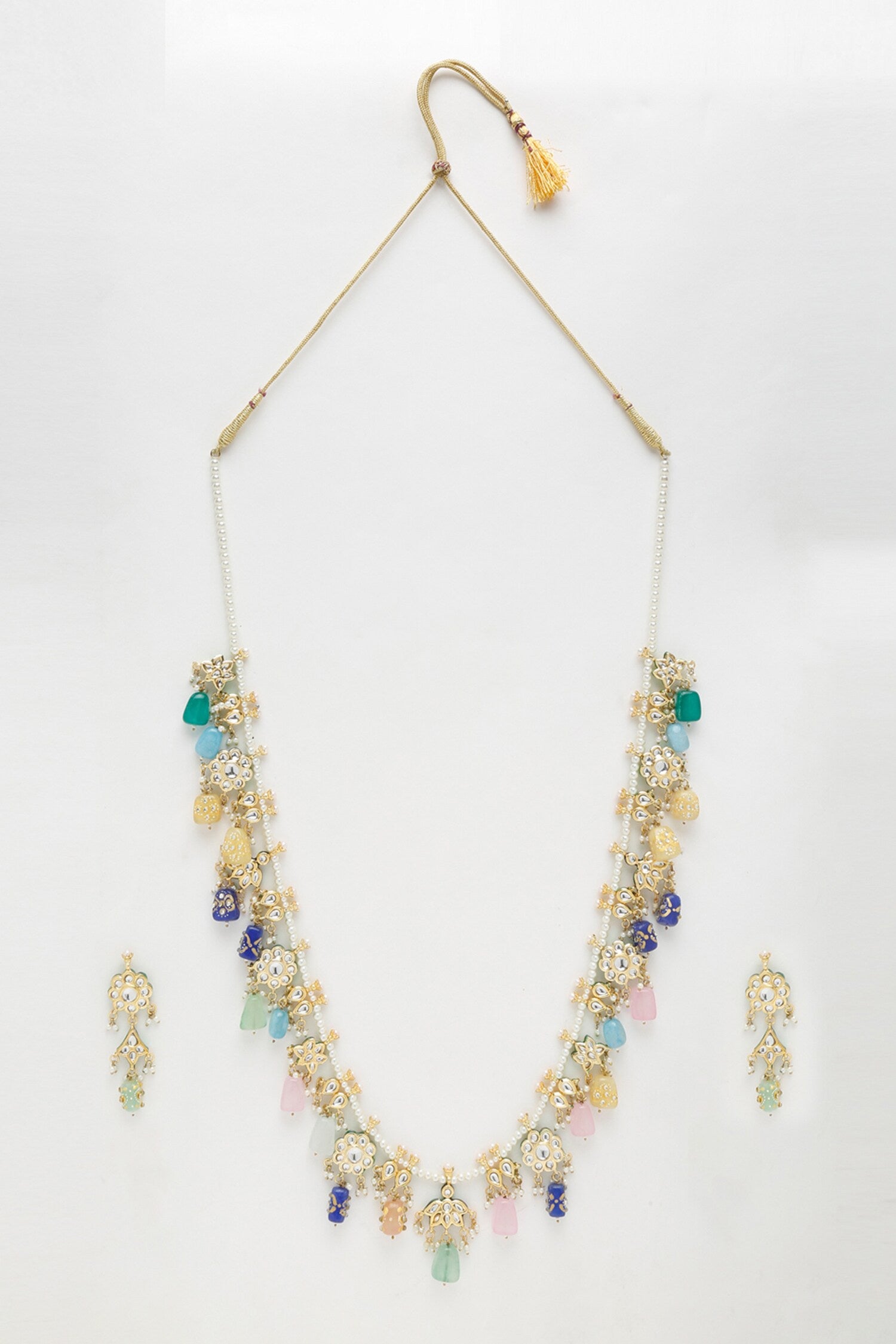 Kundan Embellished Long Necklace Set 