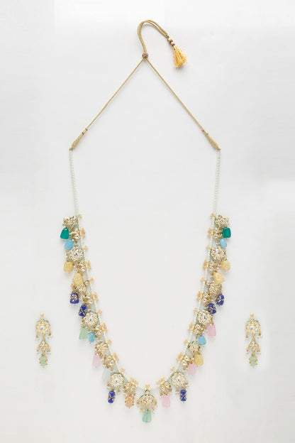 Kundan Embellished Long Necklace Set 