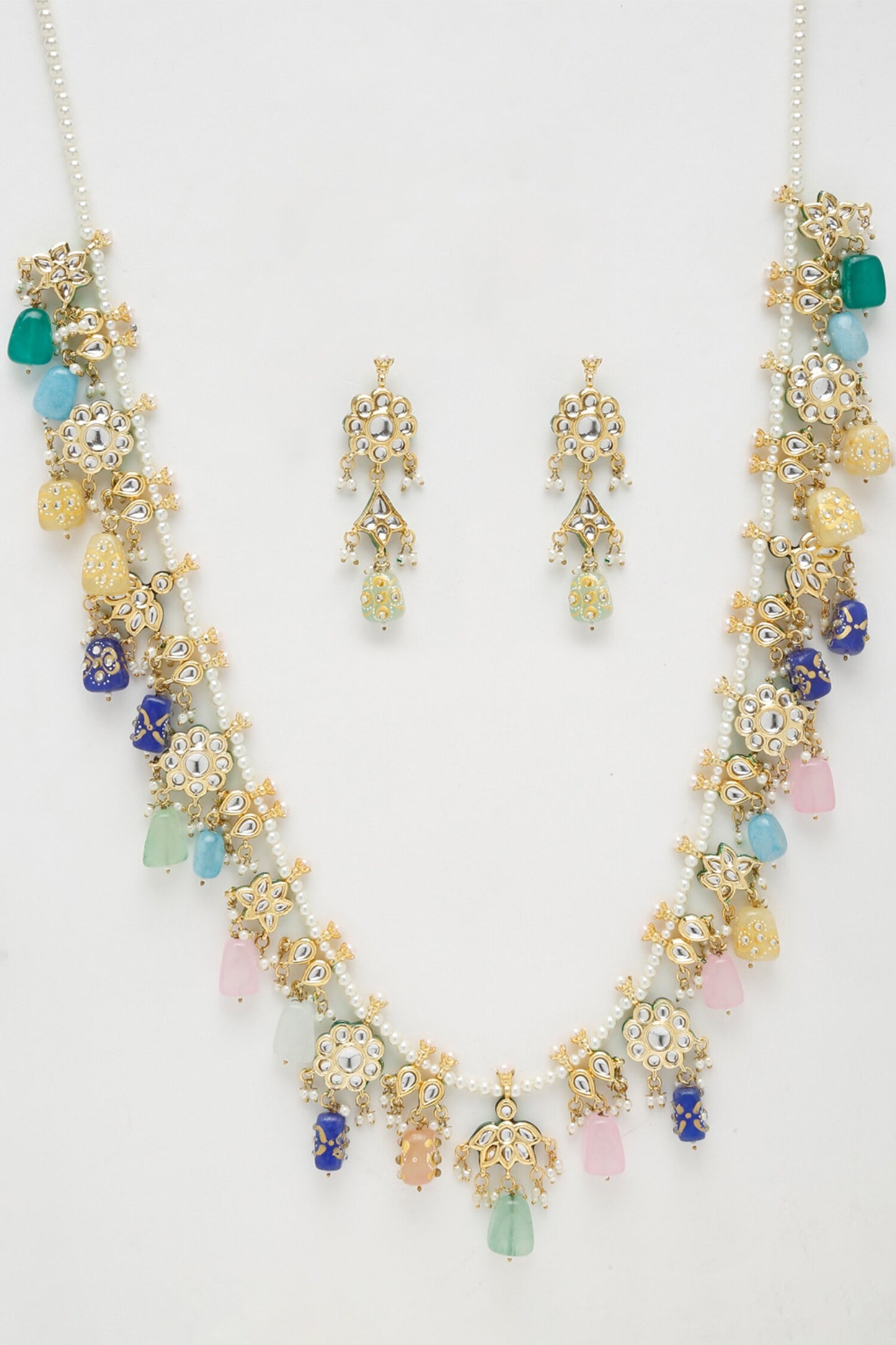 Kundan Embellished Long Necklace Set 