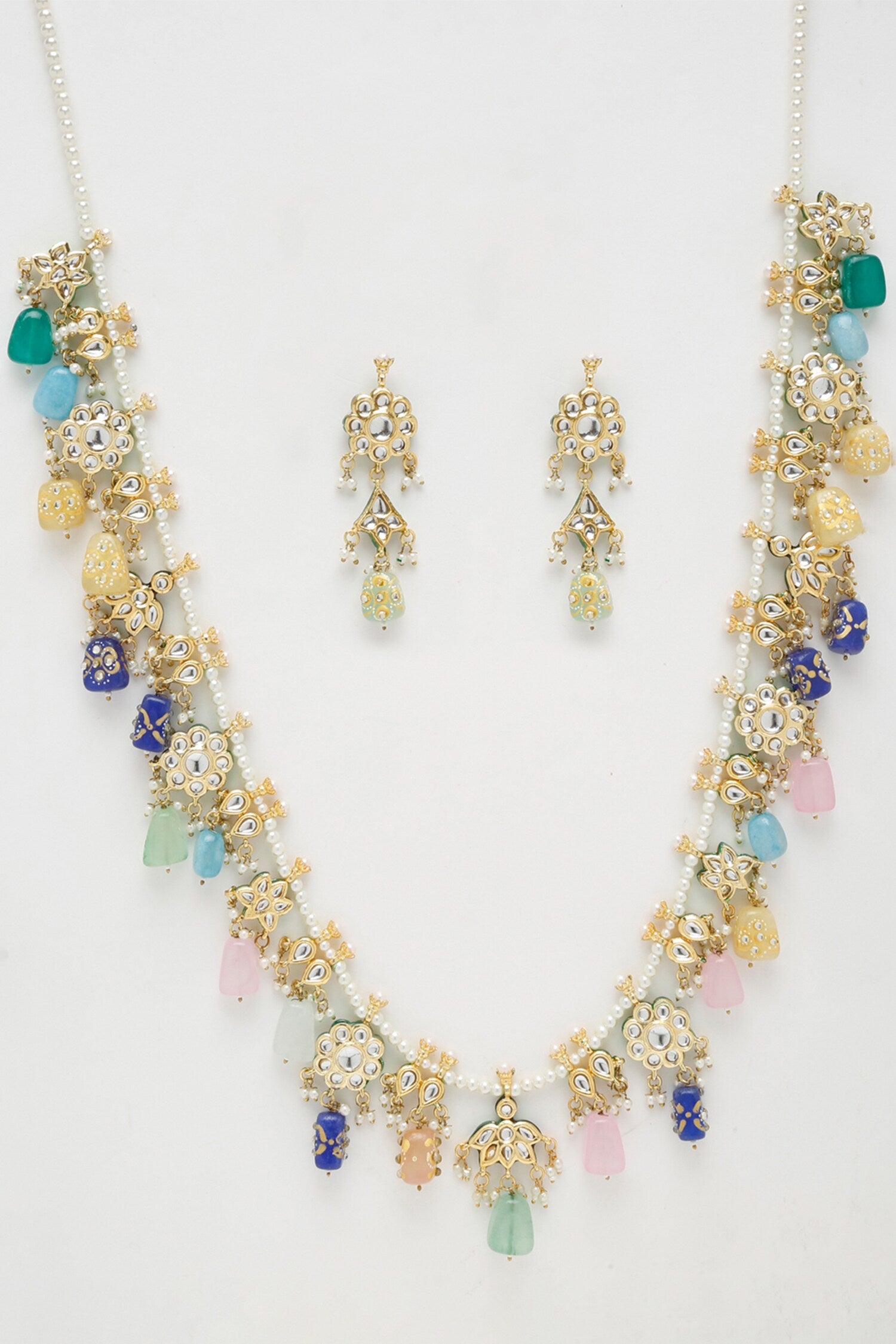 Kundan Embellished Long Necklace Set 