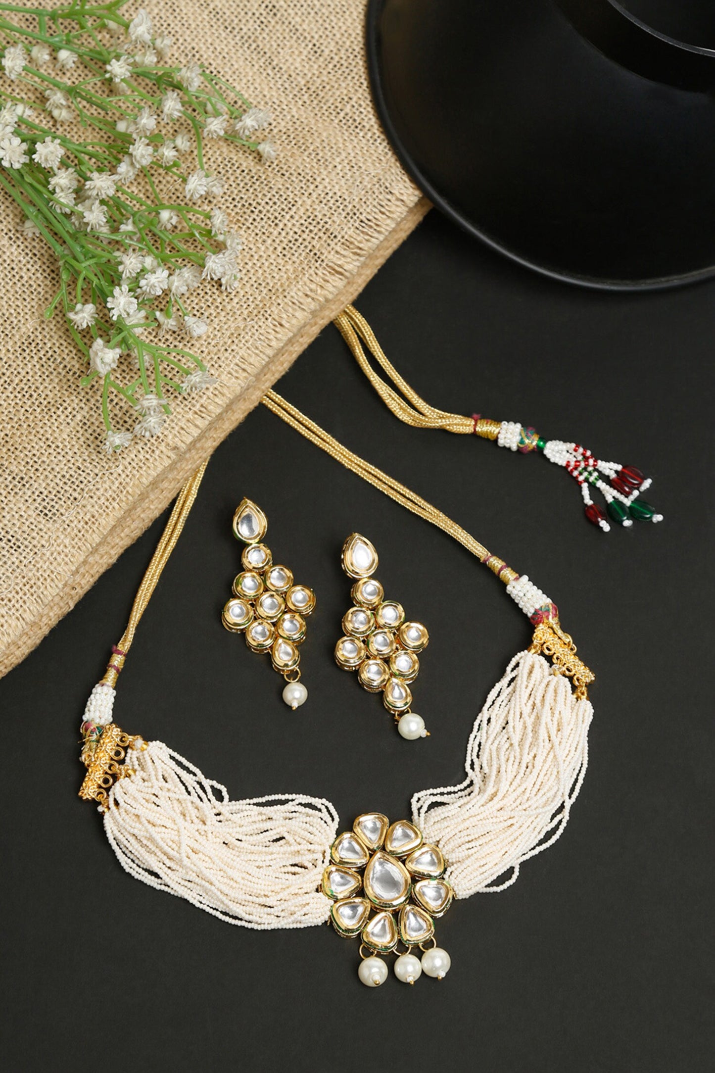 Floral Kundan Brooch Choker Set 