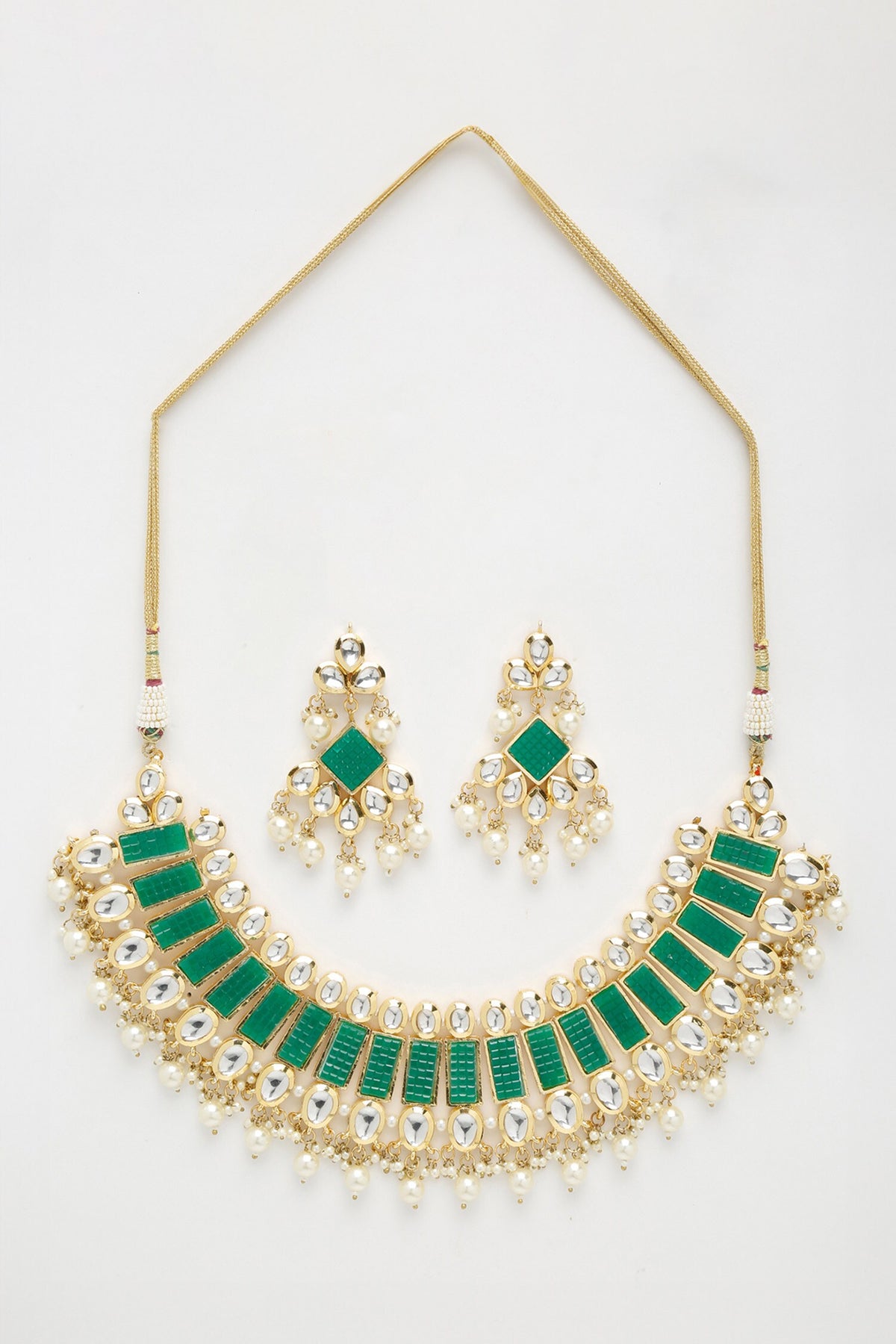 Geometric Stone Embellished Necklace Set 