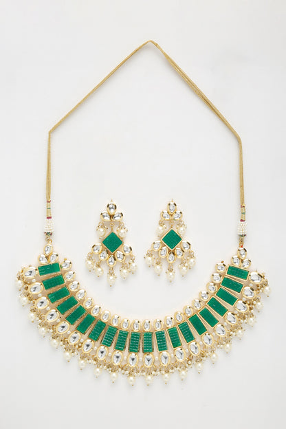 Geometric Stone Embellished Necklace Set 