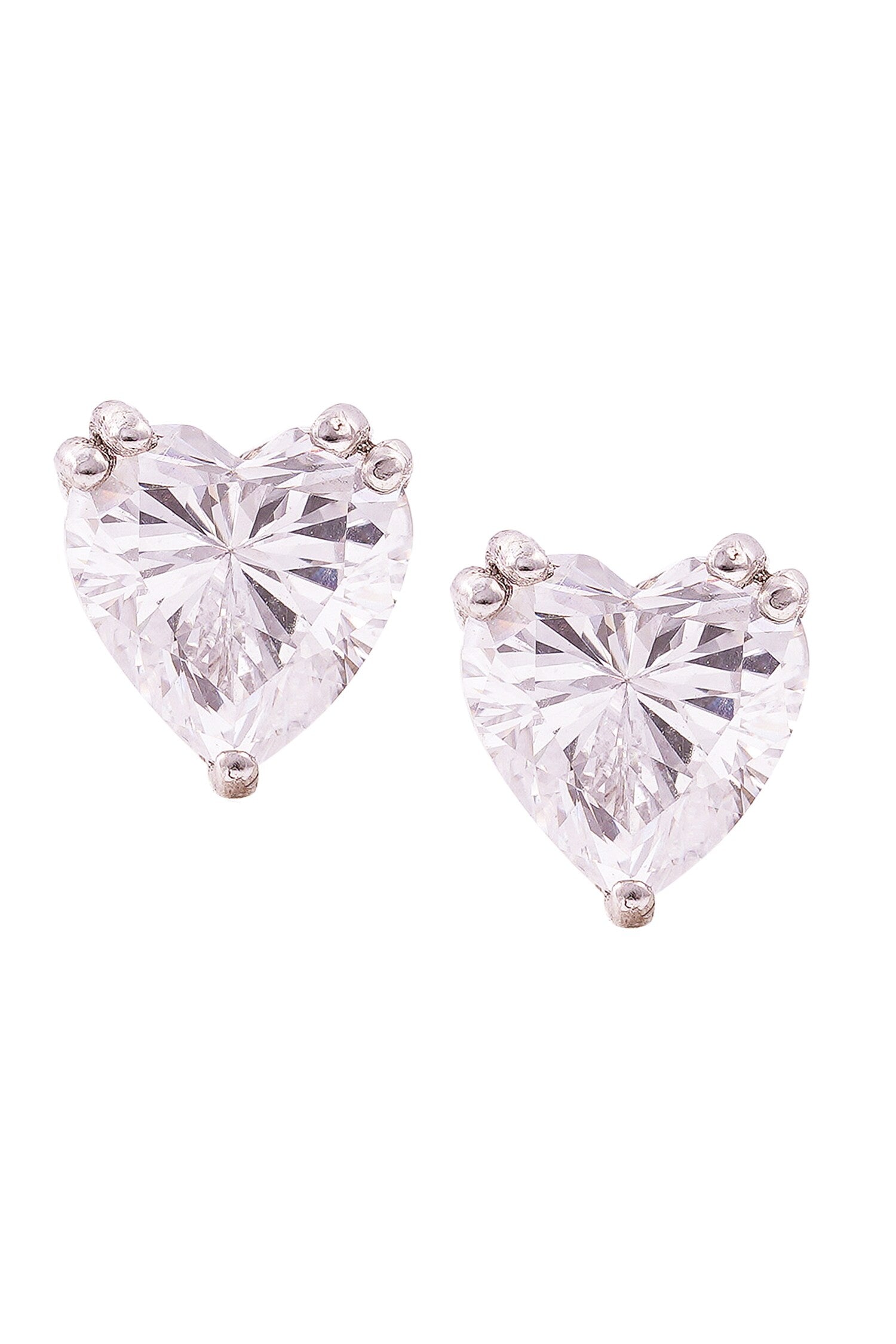 Heart Solitaire Cubic Zirconia Studs 