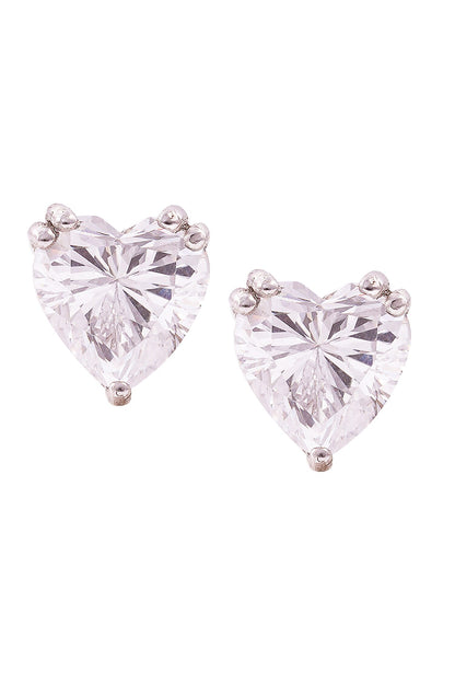 Heart Solitaire Cubic Zirconia Studs 