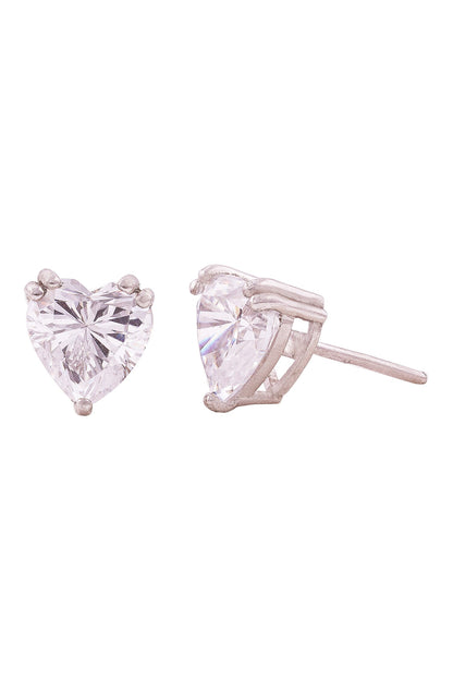 Heart Solitaire Cubic Zirconia Studs 