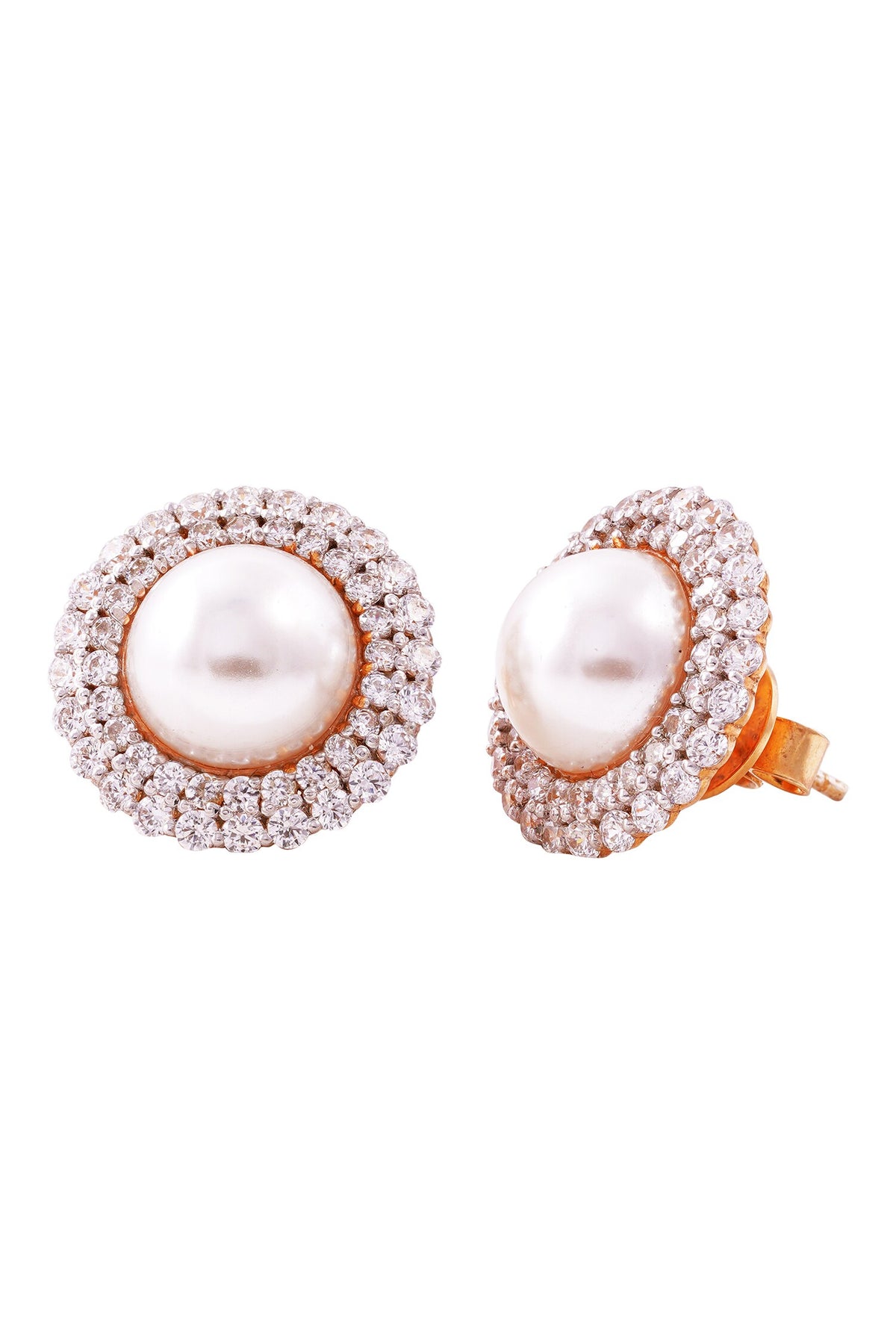 Pearl Luminary Stone Round Studs 