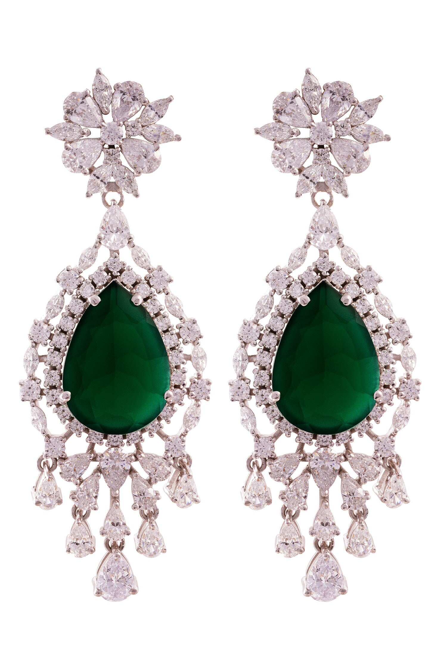 Empress Floral Drop Stone Earrings 