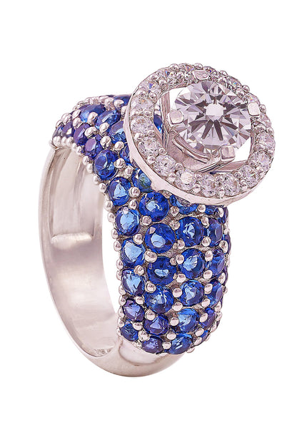 Radiant Gemstone Crown Ring 
