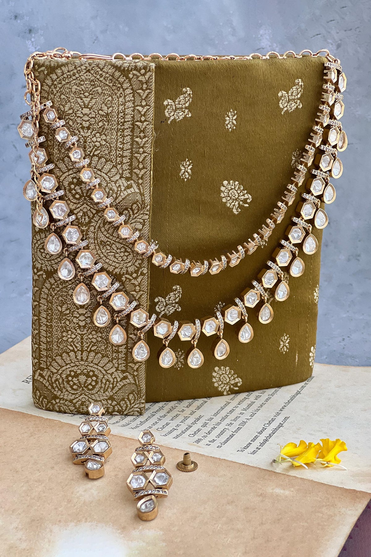 Polki Embellished Layered Necklace Set 