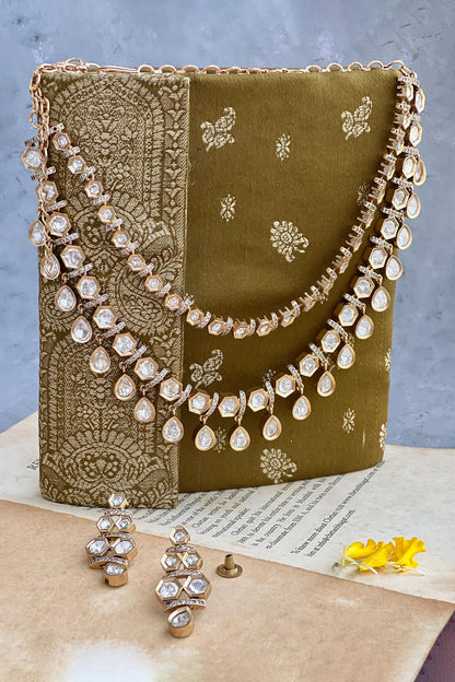 Polki Embellished Layered Necklace Set 