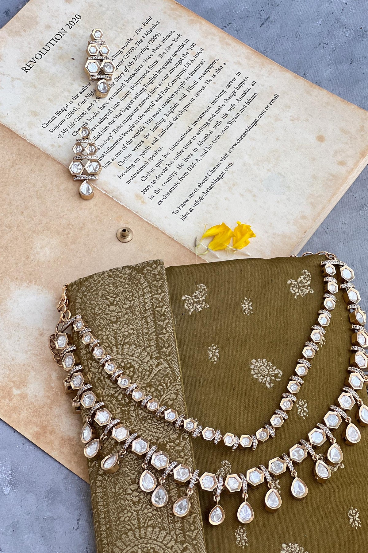 Polki Embellished Layered Necklace Set 