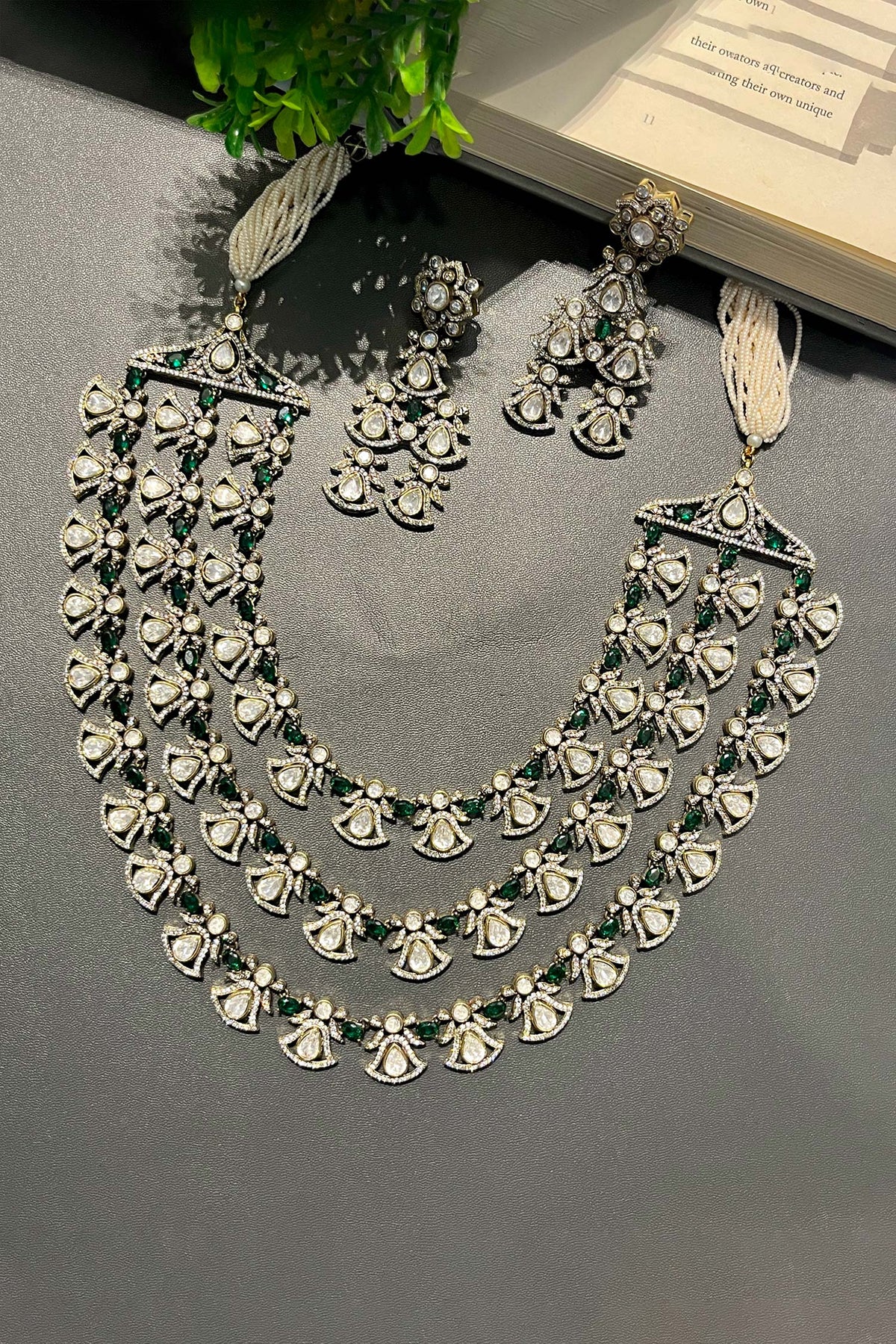 Stone Embellished Layered Necklace Set 