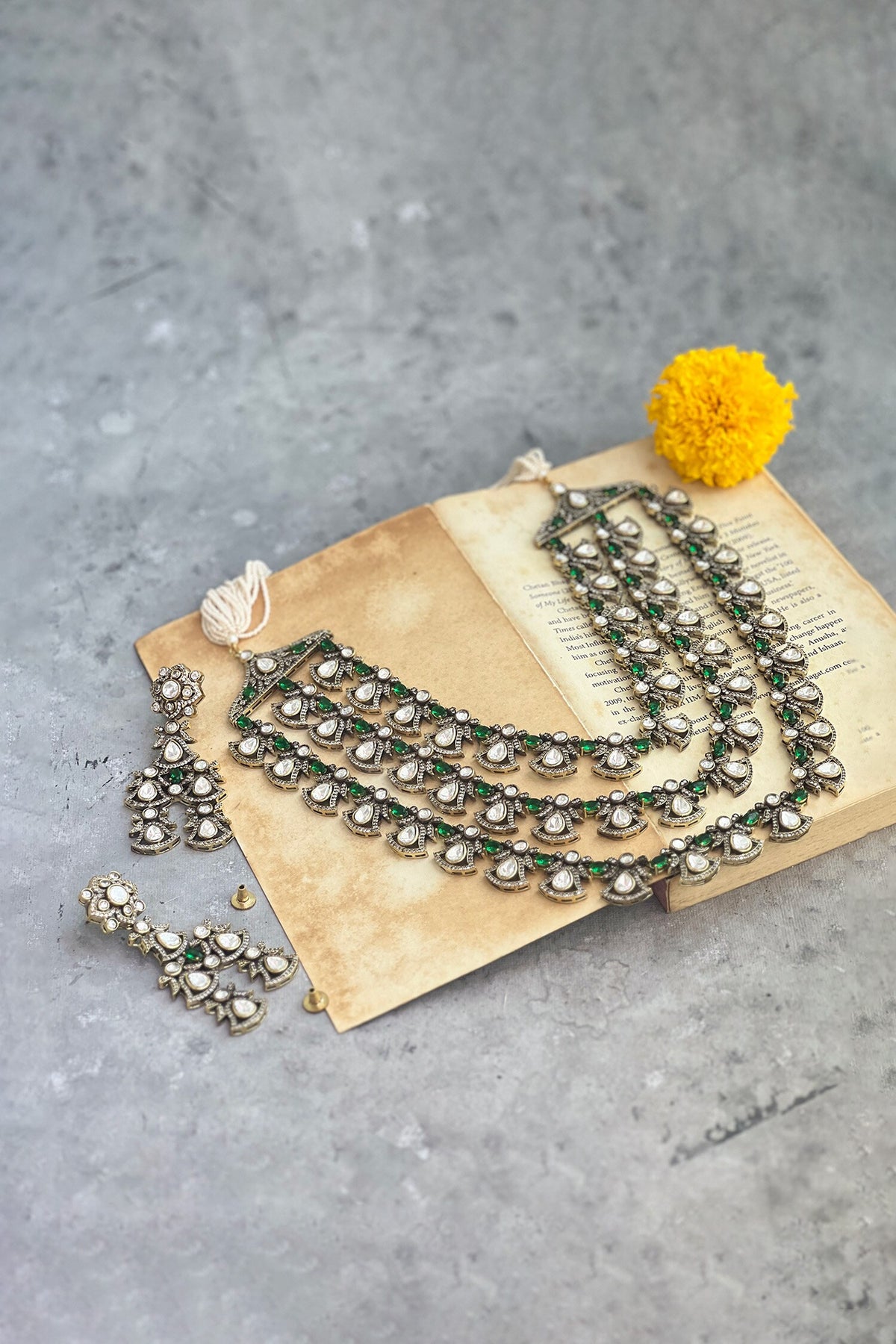 Stone Embellished Layered Necklace Set 