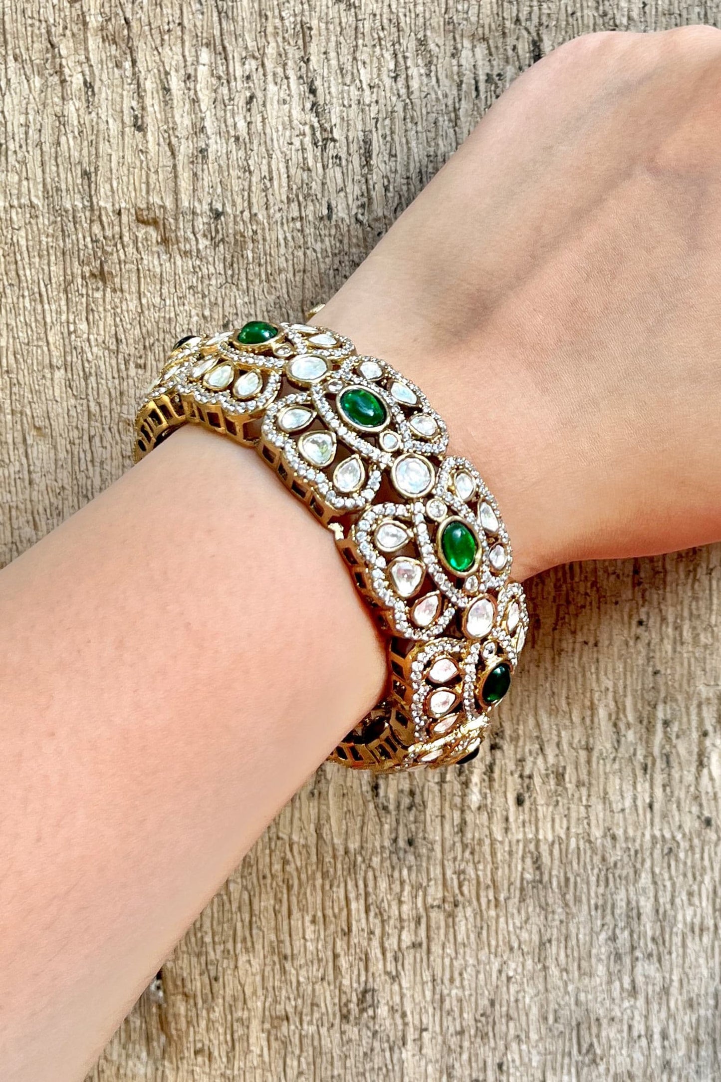 Polki Embellished Cutwork Bangle 