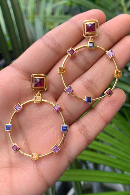 Gemstone Embellished Hoops 