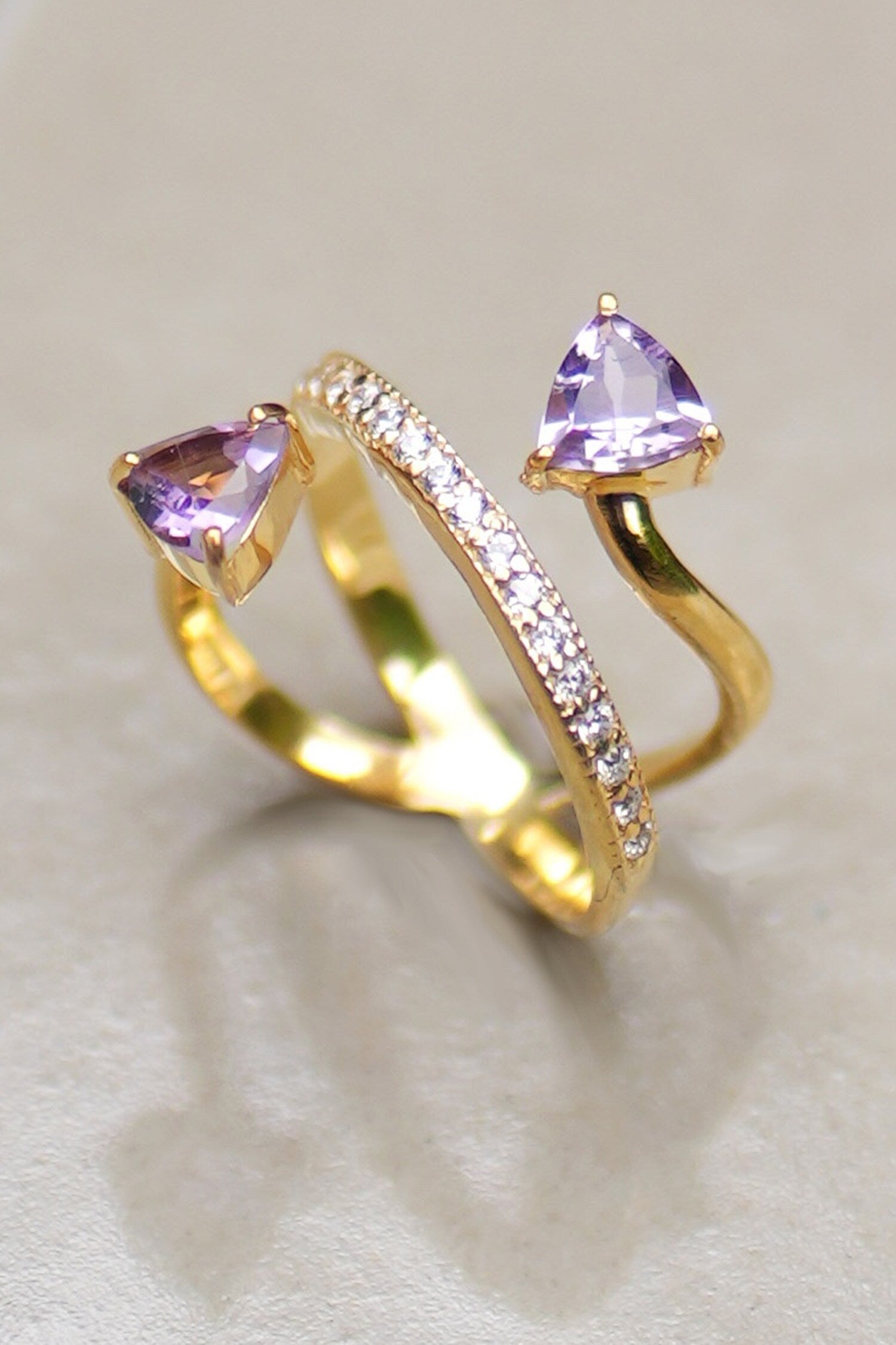 Cross-Over Gemstone Embellished Ring 