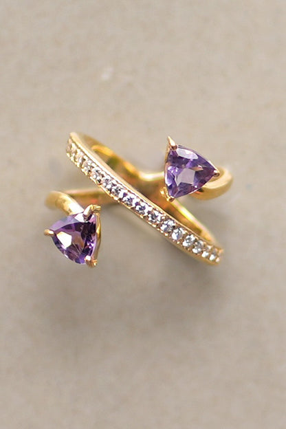 Cross-Over Gemstone Embellished Ring 