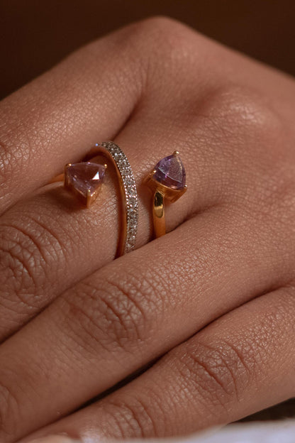 Cross-Over Gemstone Embellished Ring 