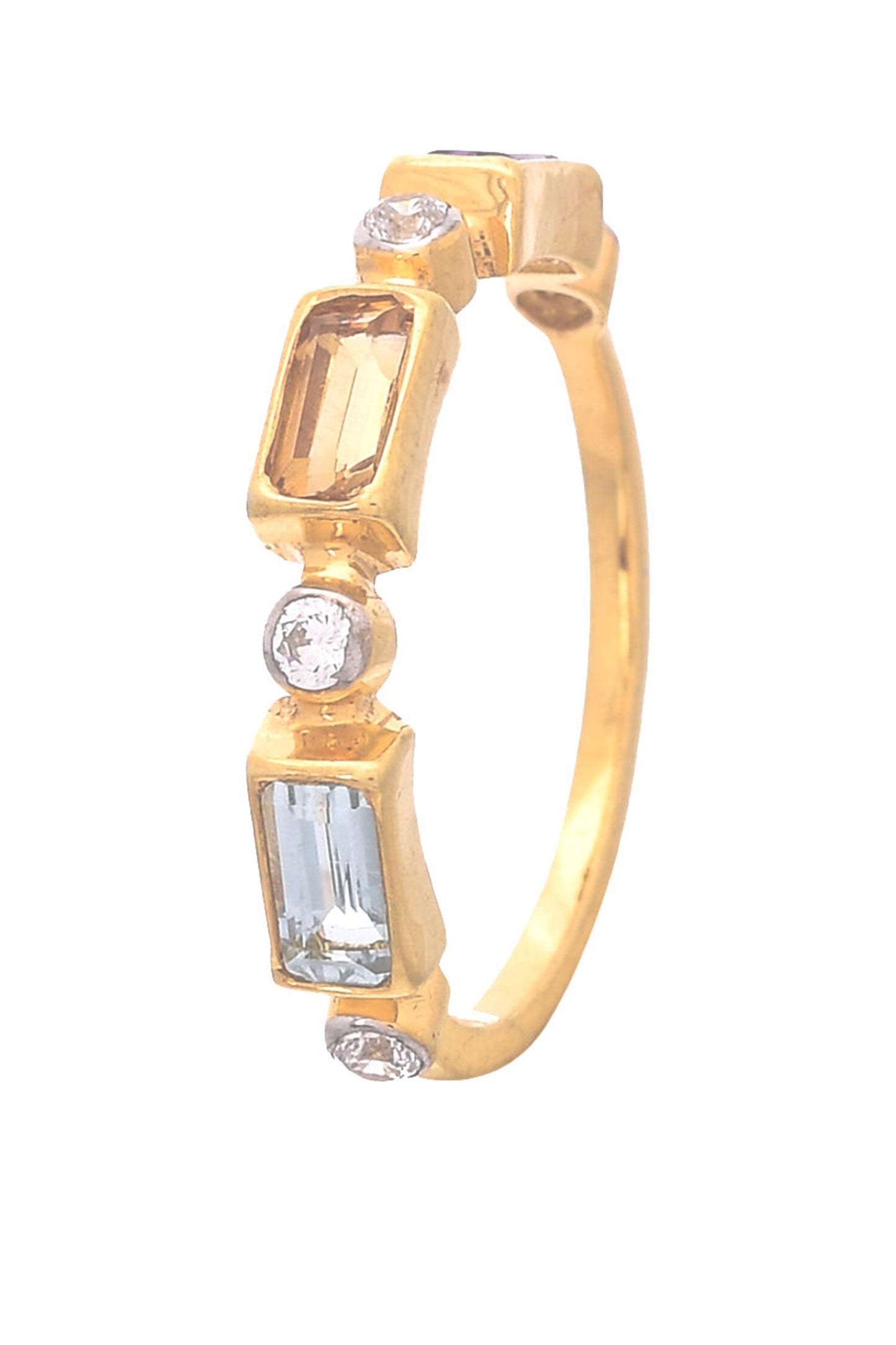 Garnet & Citrine Stone Embellished Ring - Set of 3 