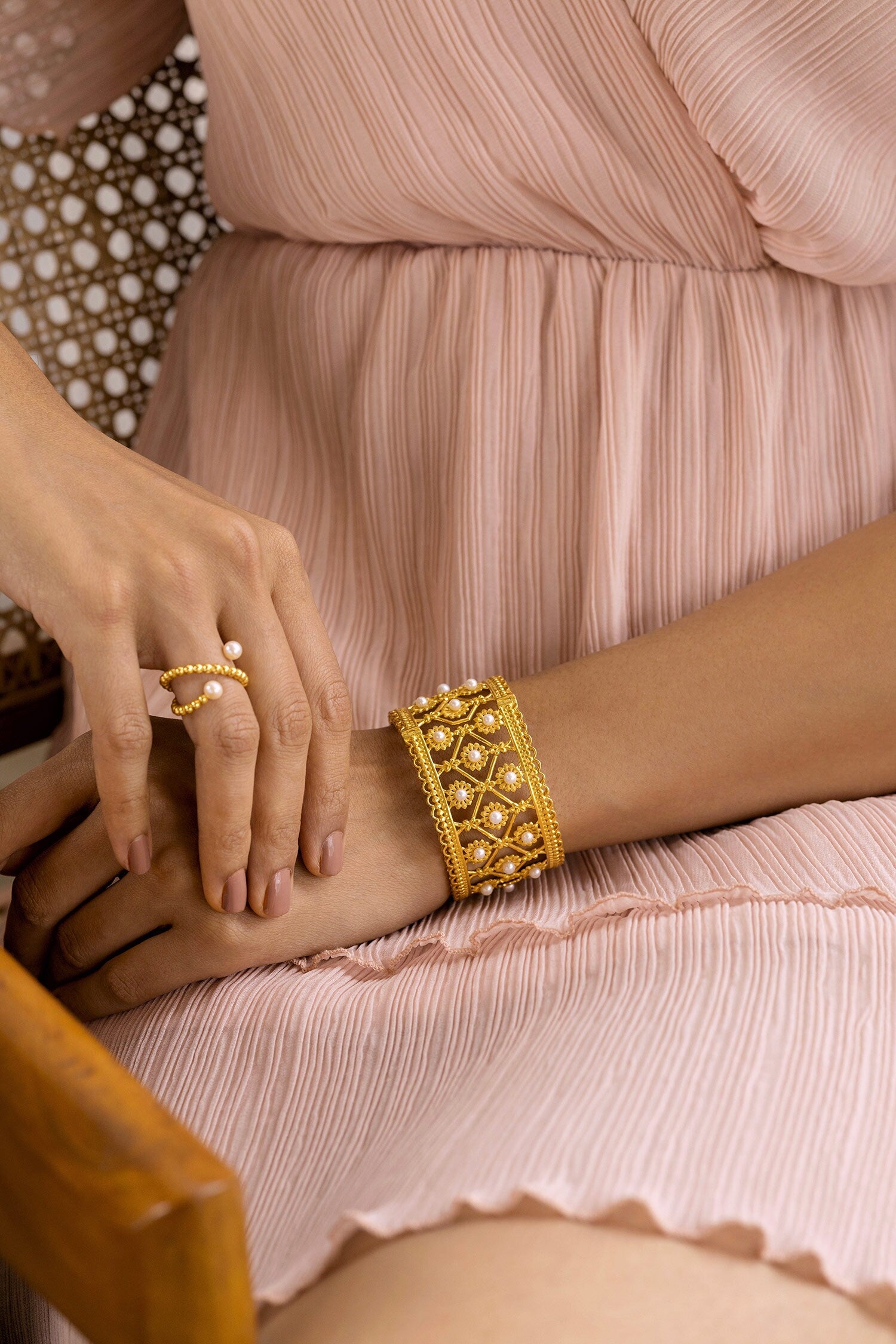 Freshwater Pearl Embellished Bangle 