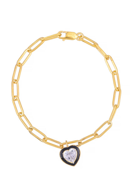 Heart Charm Chain Link Bracelet 