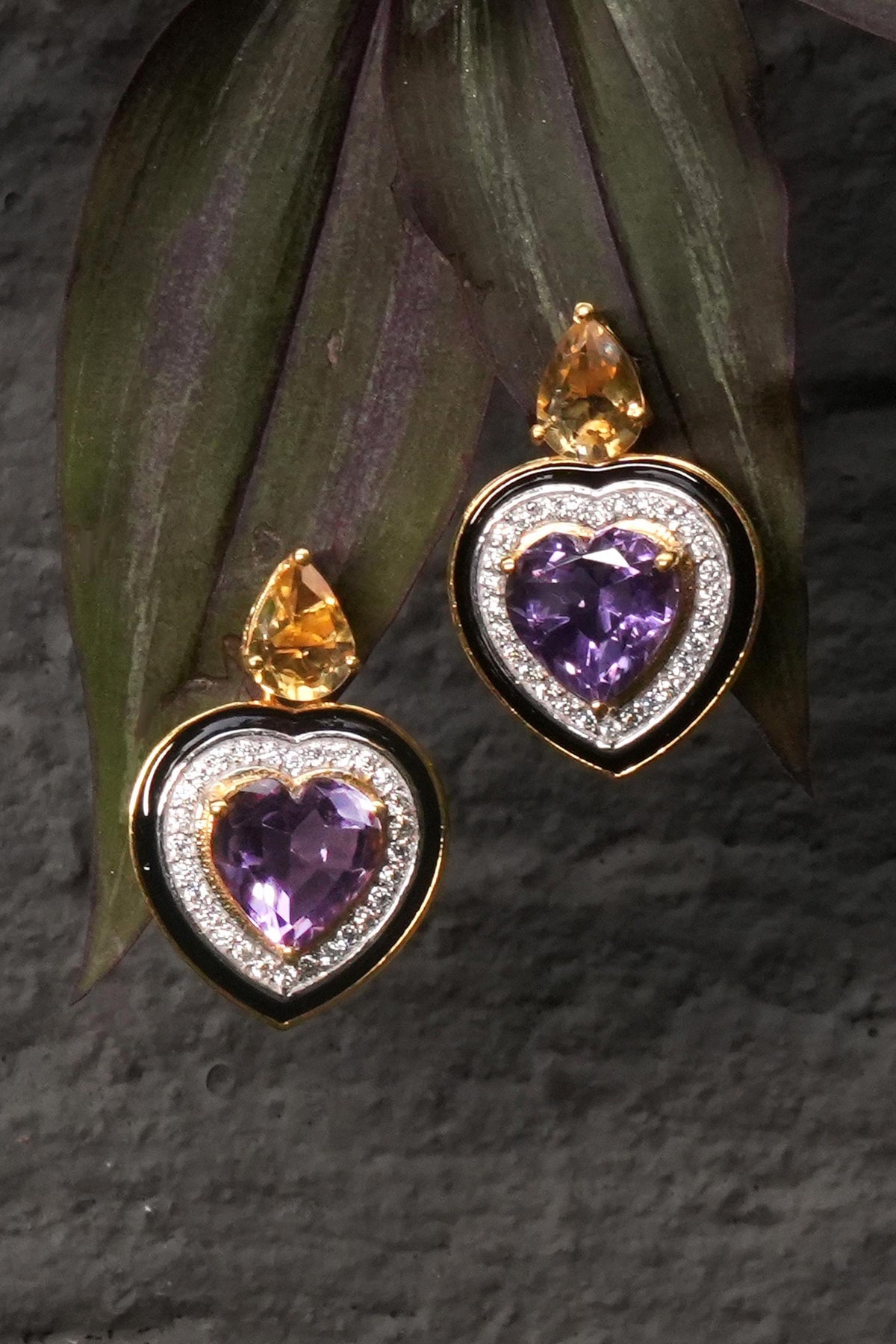 Moissanite & Citrine Stone Embellished Earrings 