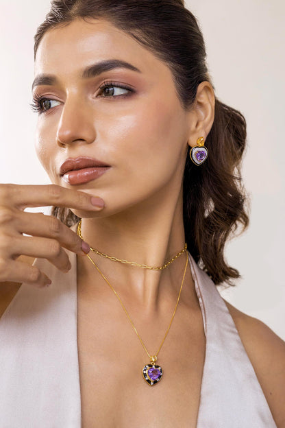 Moissanite & Citrine Stone Embellished Earrings 